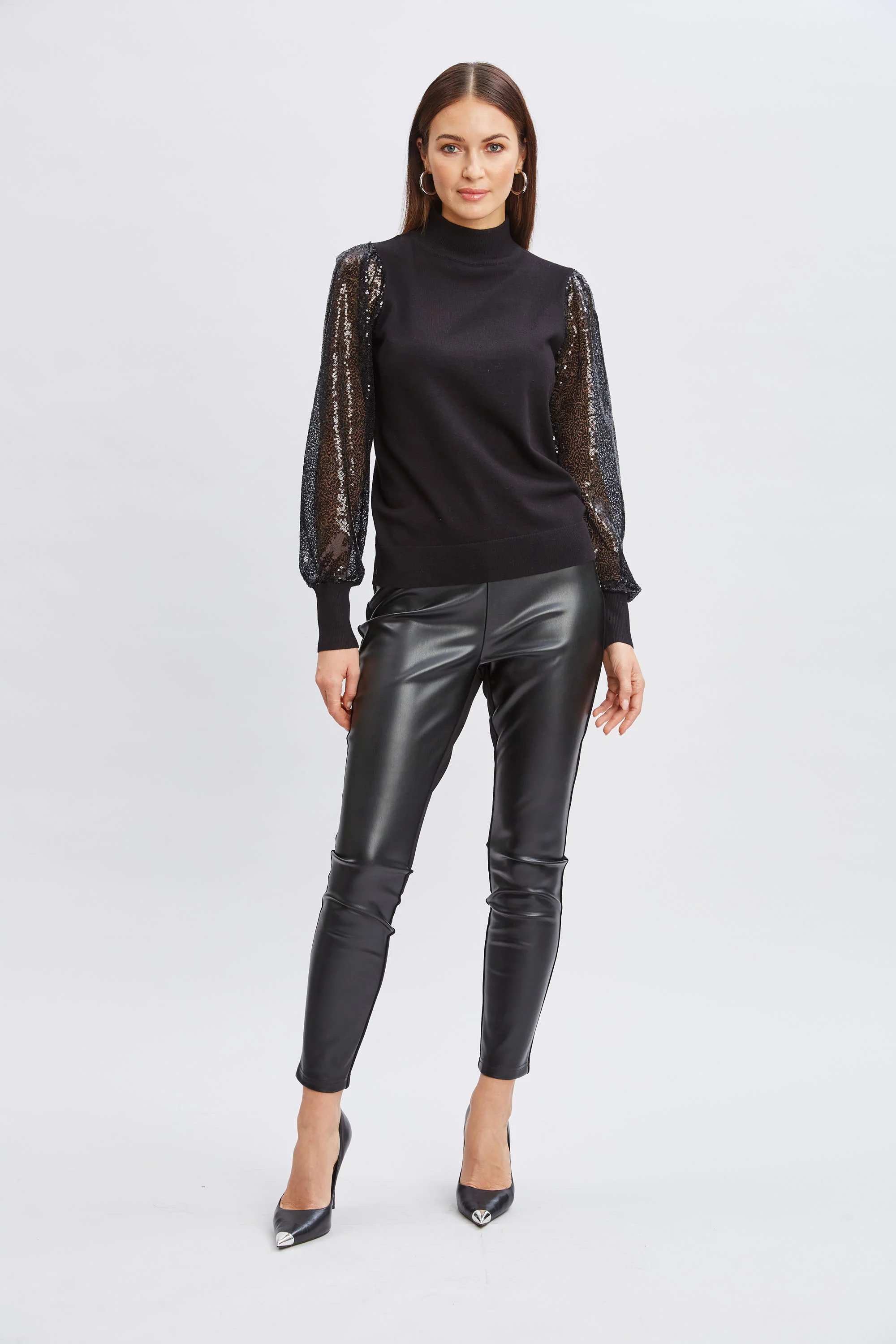T-Tahari Sequin Sleeve Sweater - Image 2