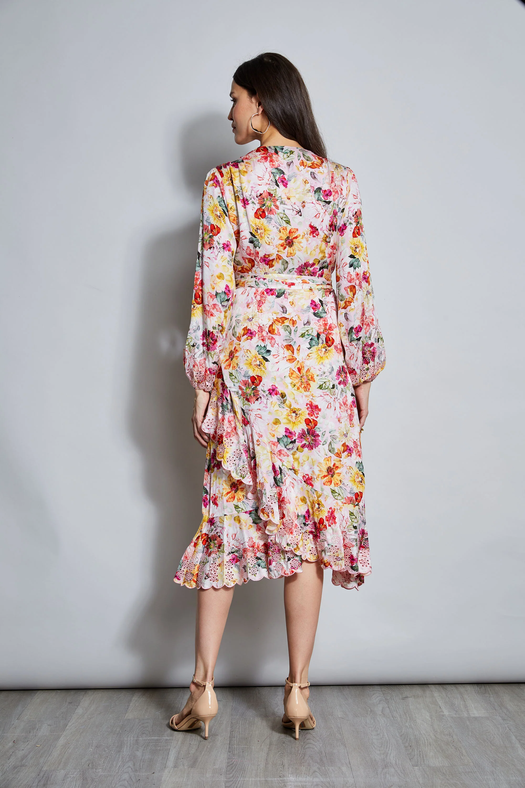 Embroidered Floral Wrap Dress - Image 5