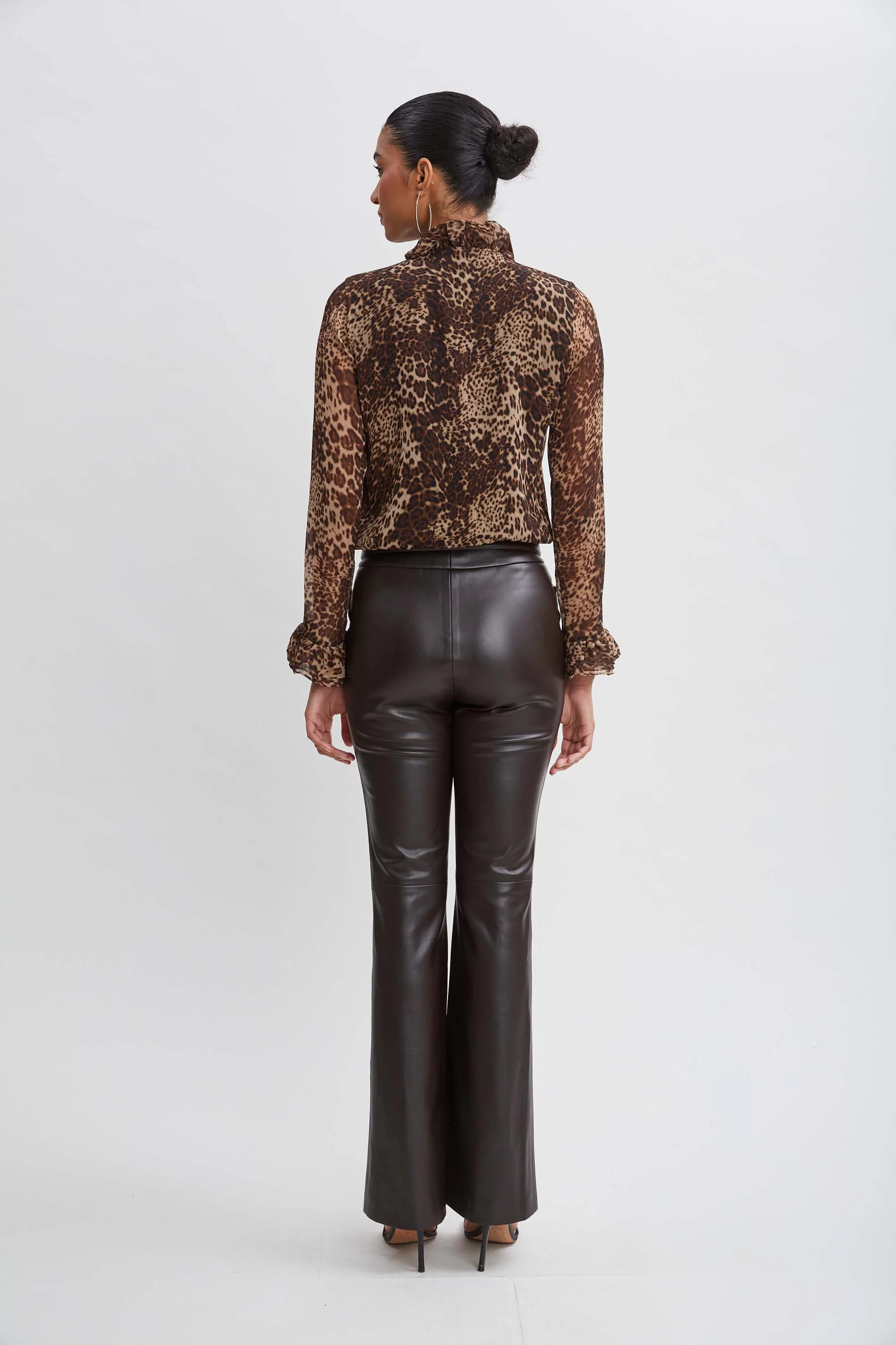 Crinkle Chiffon Safari Blouson Shirt - Image 5