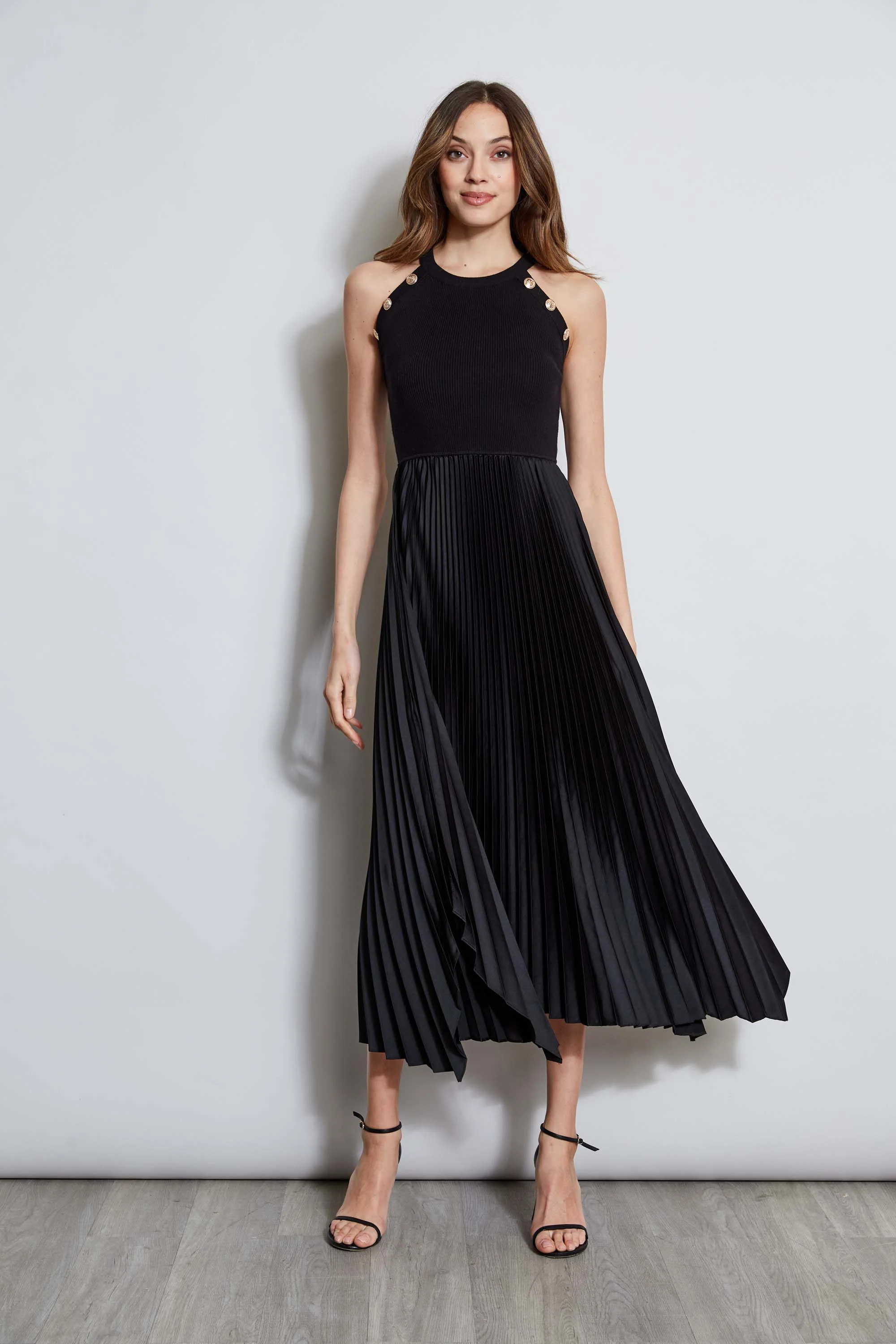 Pleated Halter Midi Dress - Image 4