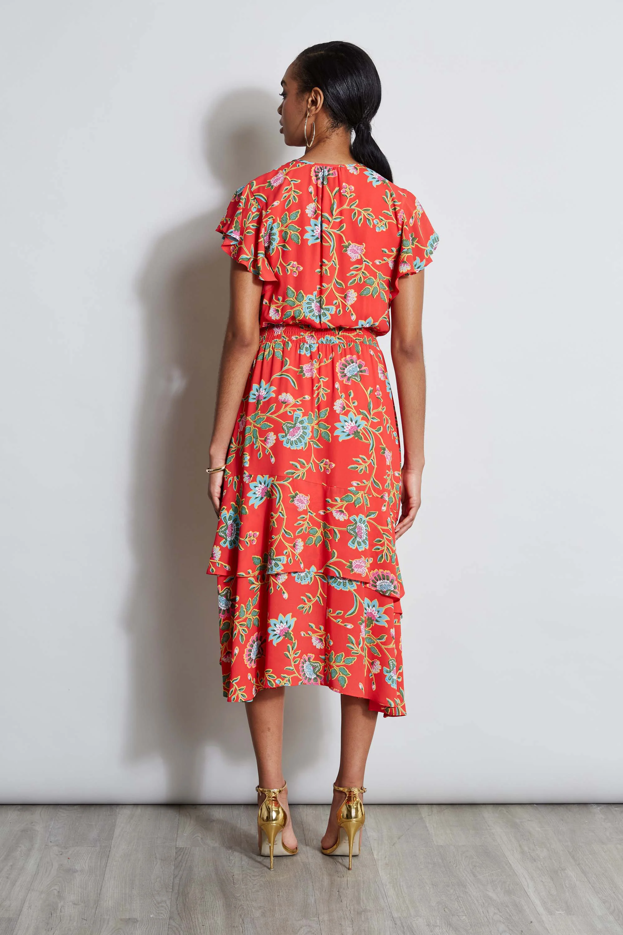 T-Tahari Hibiscus Garden Print Midi Dress - Image 5