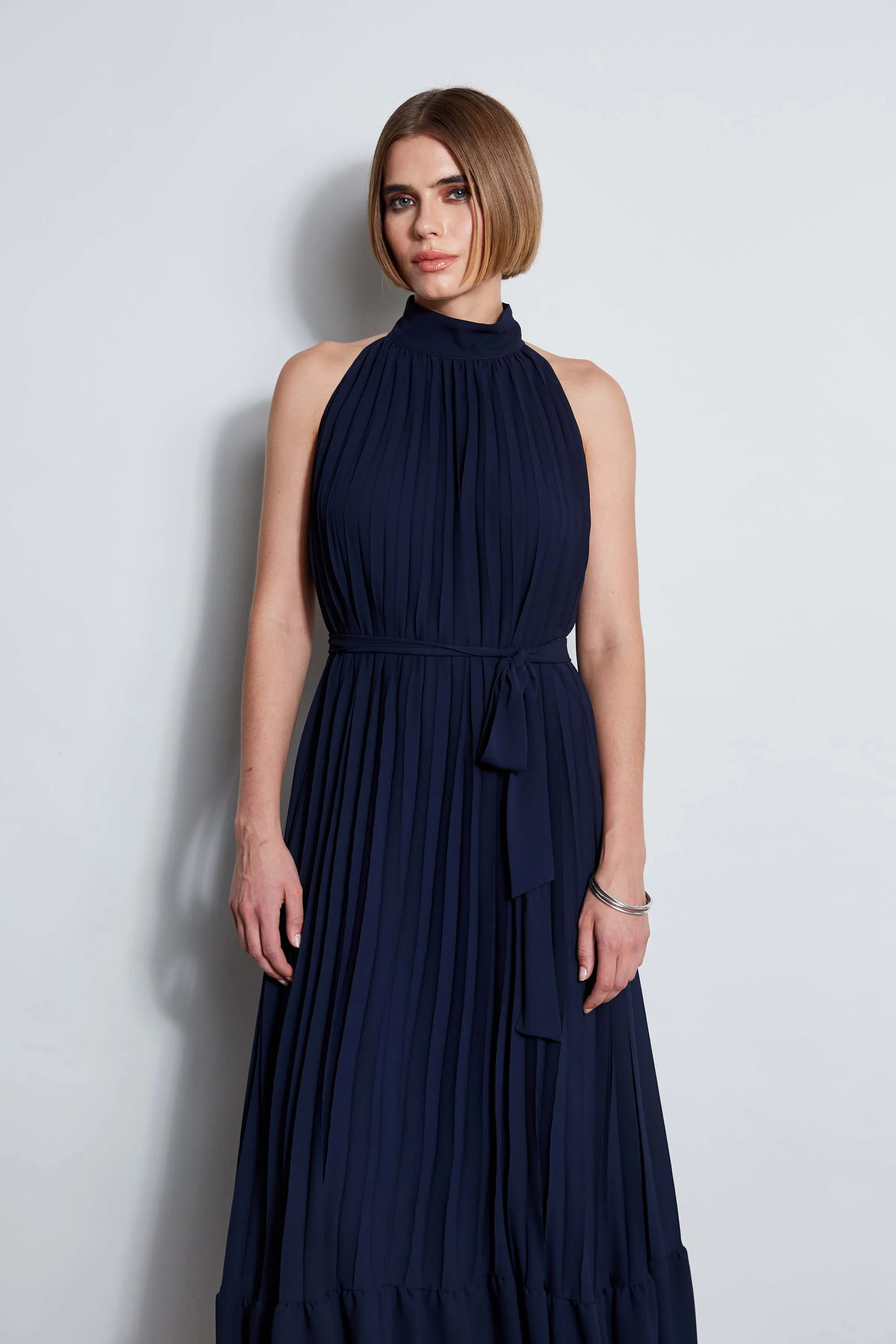 T-Tahari Pleated Halter Midi Dress - Image 2