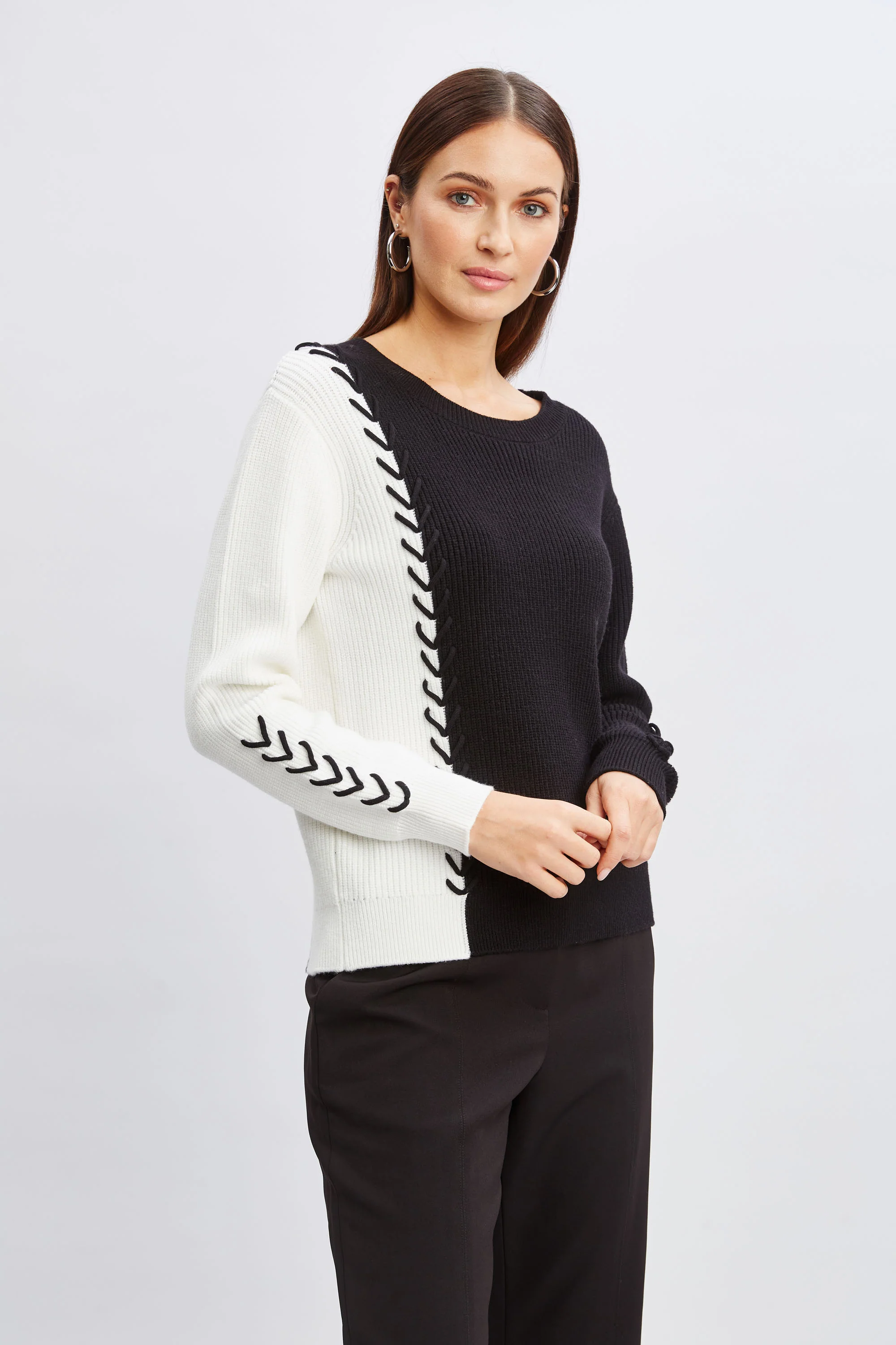 T-Tahari Colorblock Stitch Sweater - Image 3
