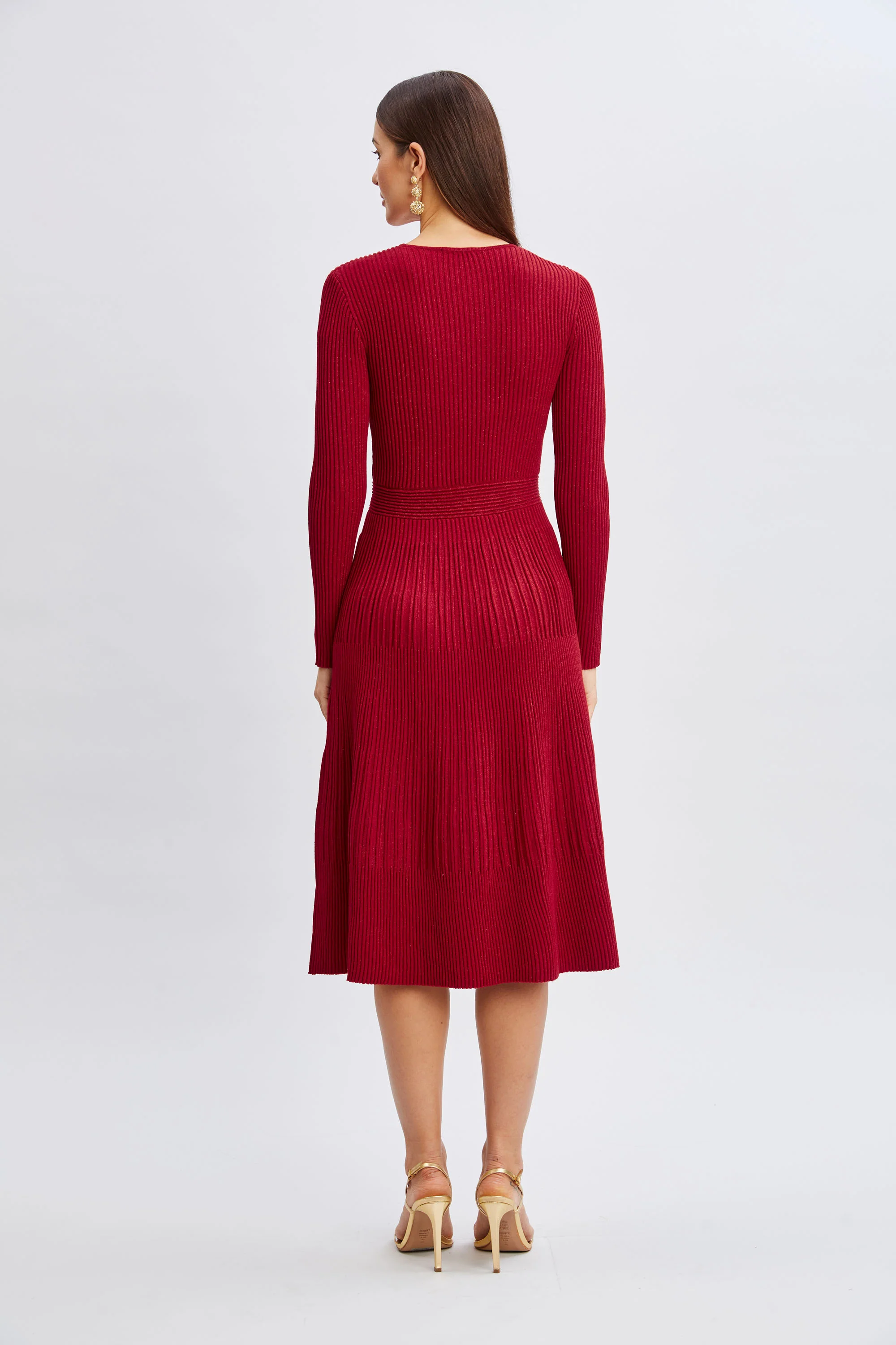 T-Tahari Lurex Mock Wrap Sweater Dress - Image 5