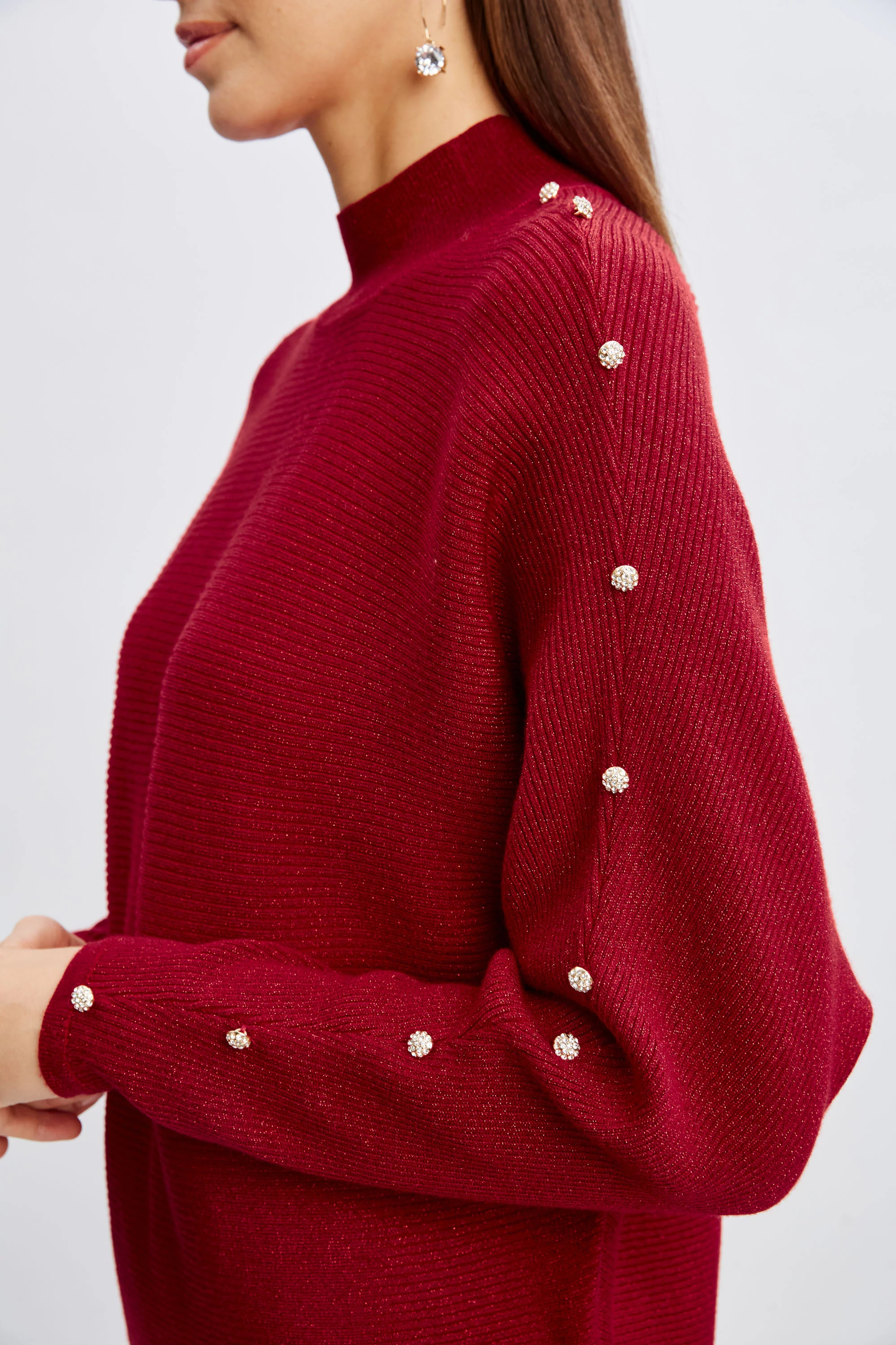 T-Tahari Crystal Sleeve Metallic Sweater - Image 4