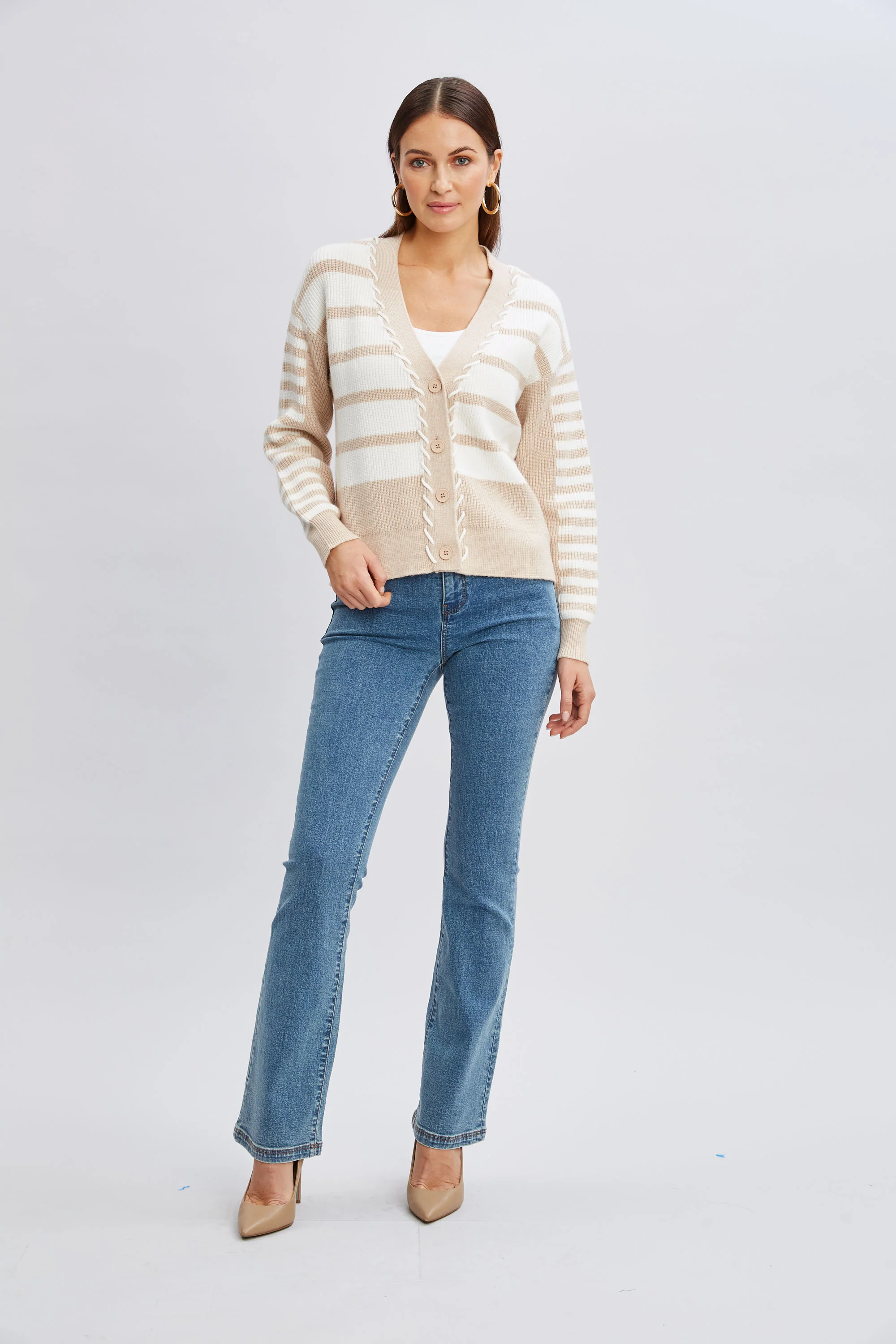 T-Tahari Stripe Stitch Cardigan - Image 2