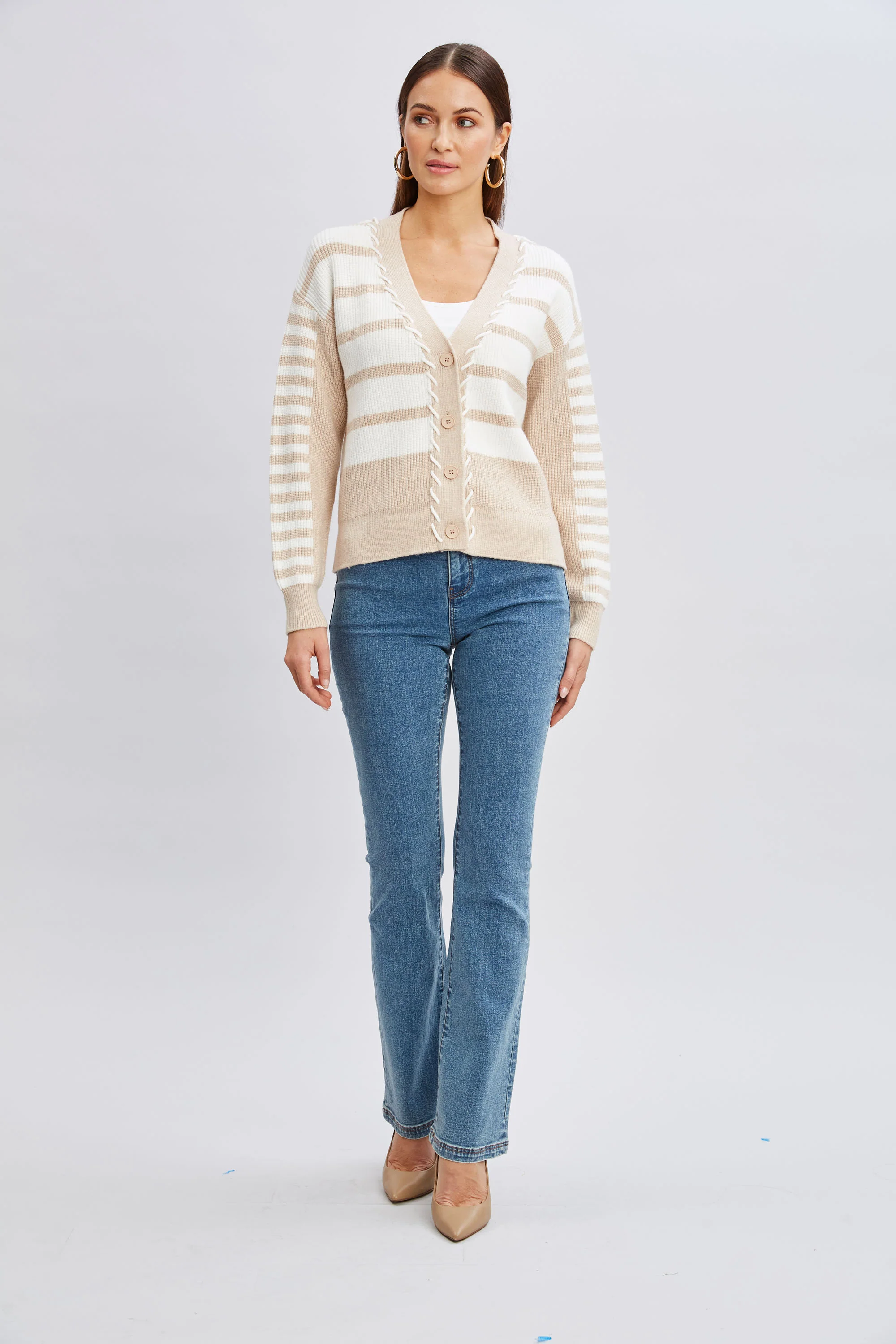 T-Tahari Stripe Stitch Cardigan - Image 4