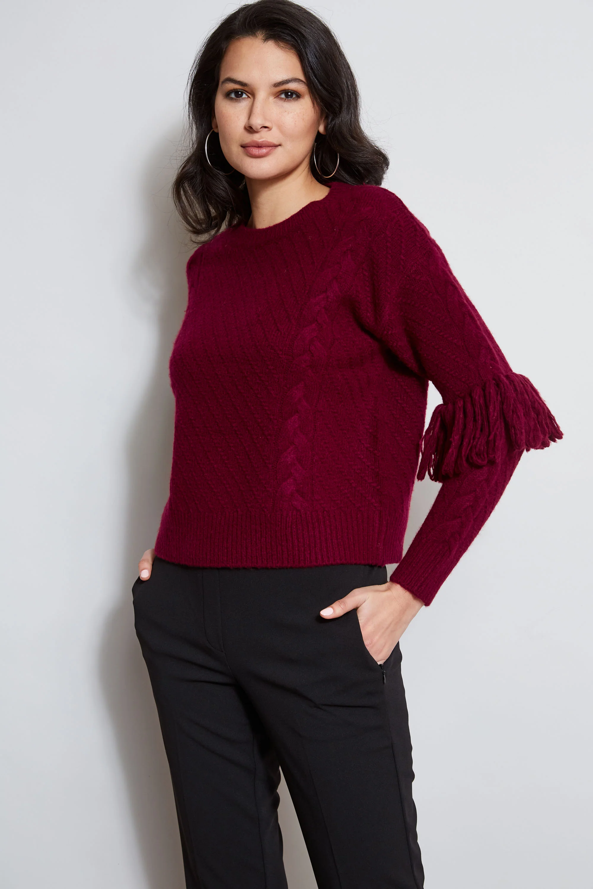 Cable Knit Fringe Sweater - Image 4