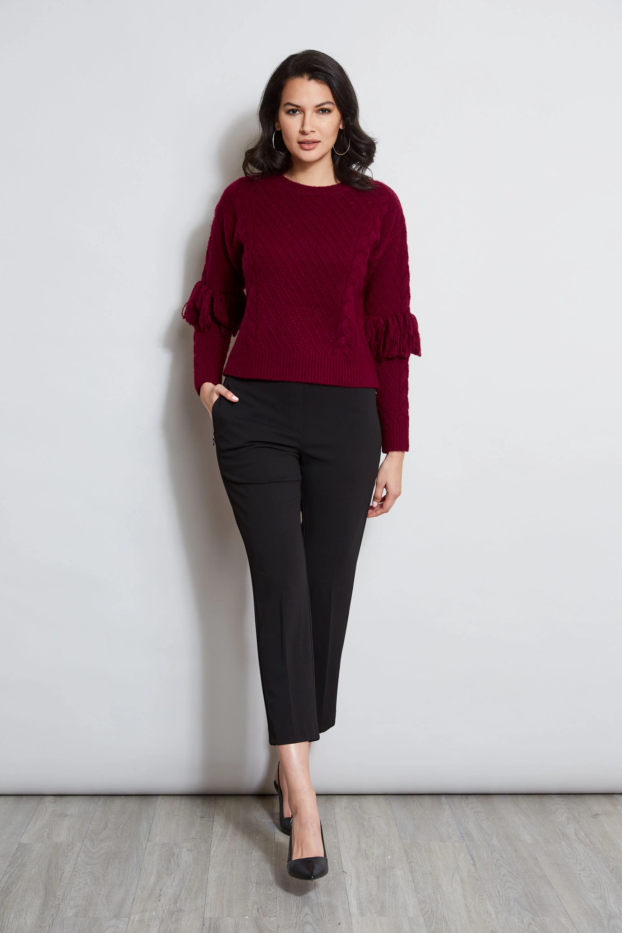 Cable Knit Fringe Sweater - Image 5