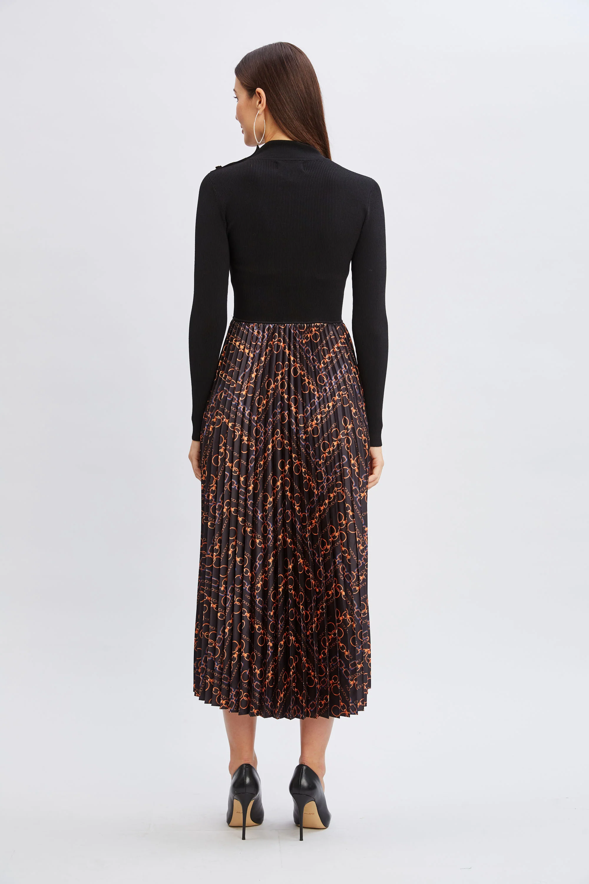 Mixed Media Chain Pleated Dress - Image 7