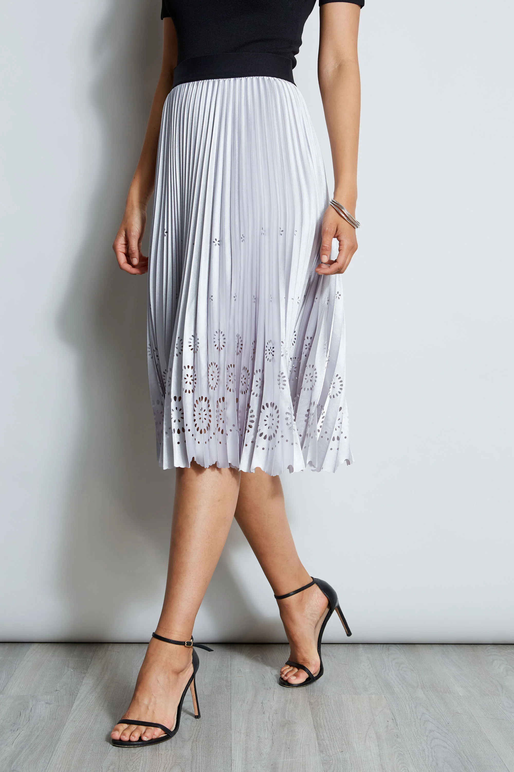 Satin Platinum Pleated Skirt - Image 3