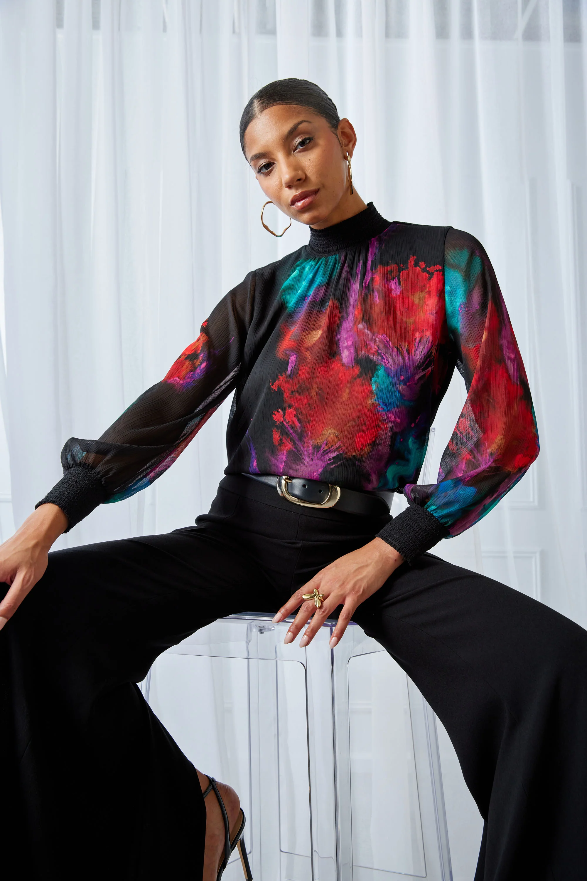 Mock Neck Studio Floral Shirt - Image 2