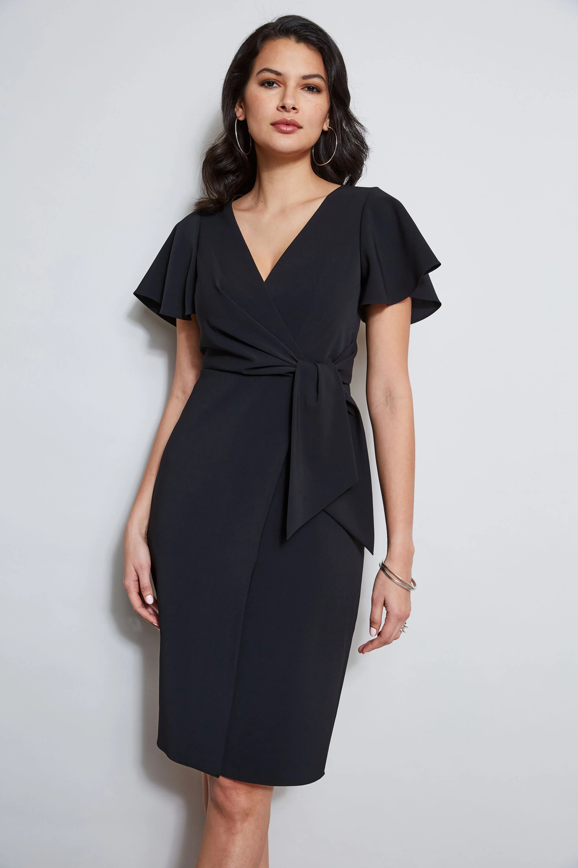 Mock Wrap Flutter Sleeve Dress - Image 2