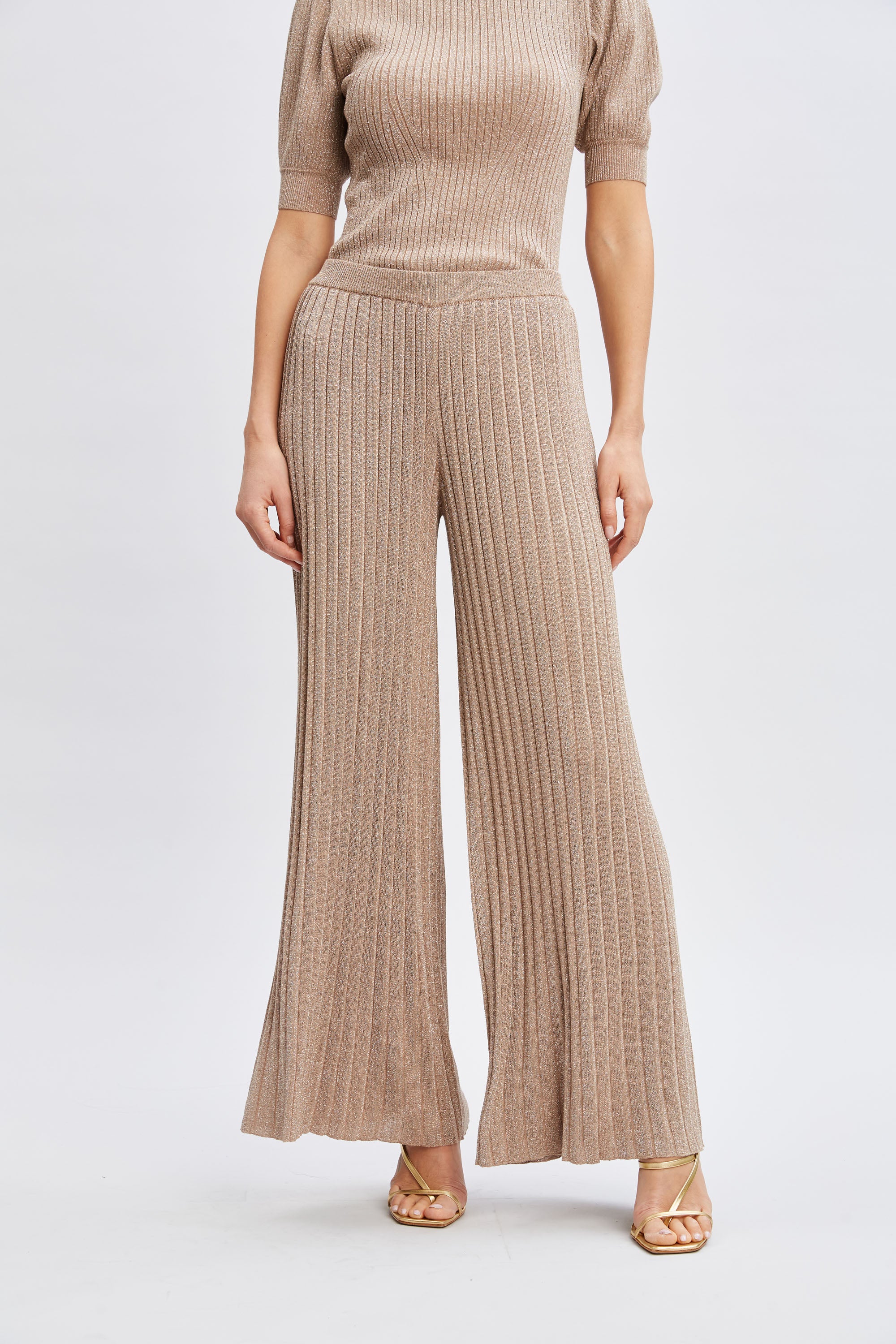 T-Tahari Metallic Wide Leg Pant - Image 4