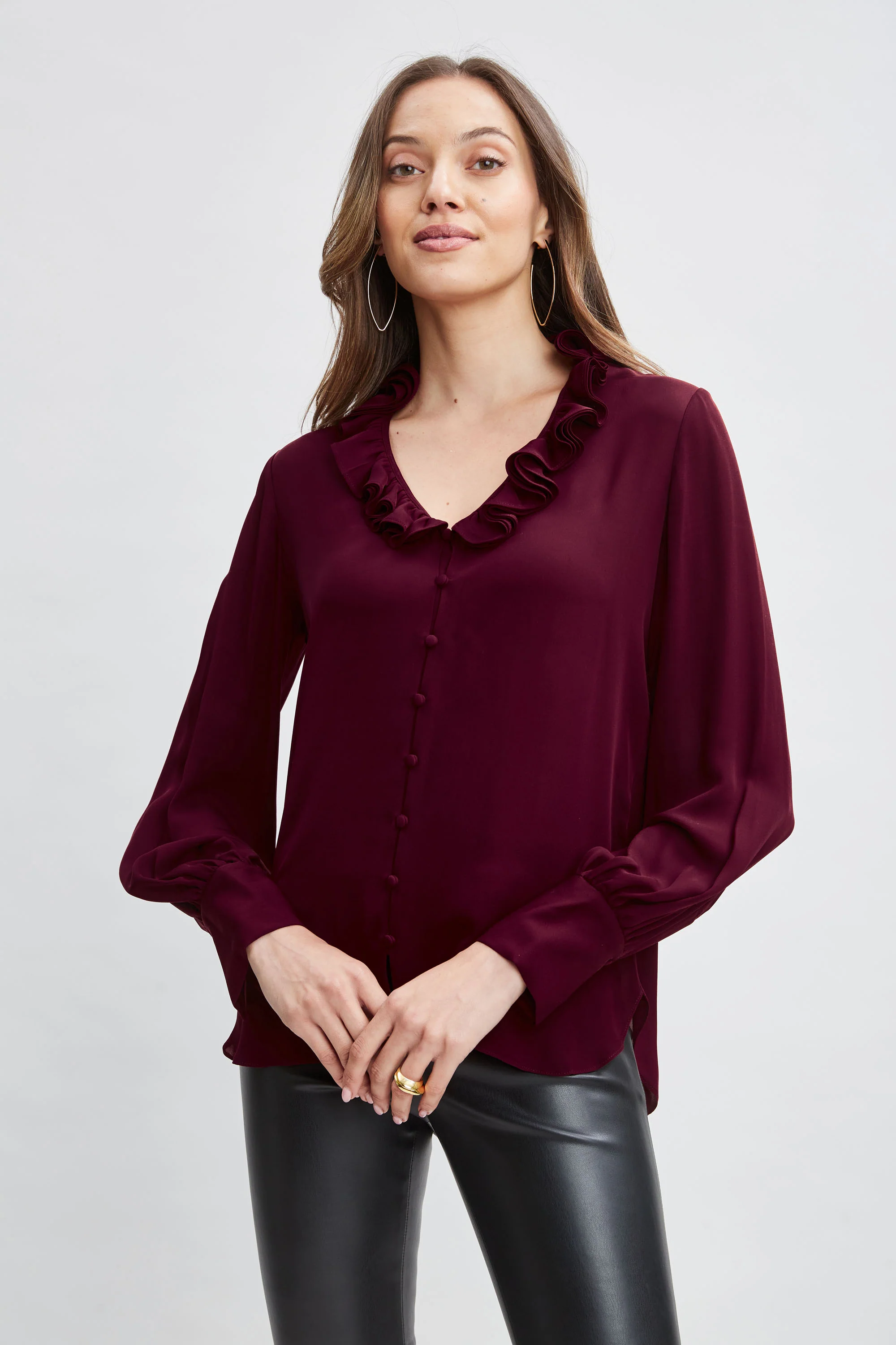 Silk Ruffle Neck Shirt - Image 3