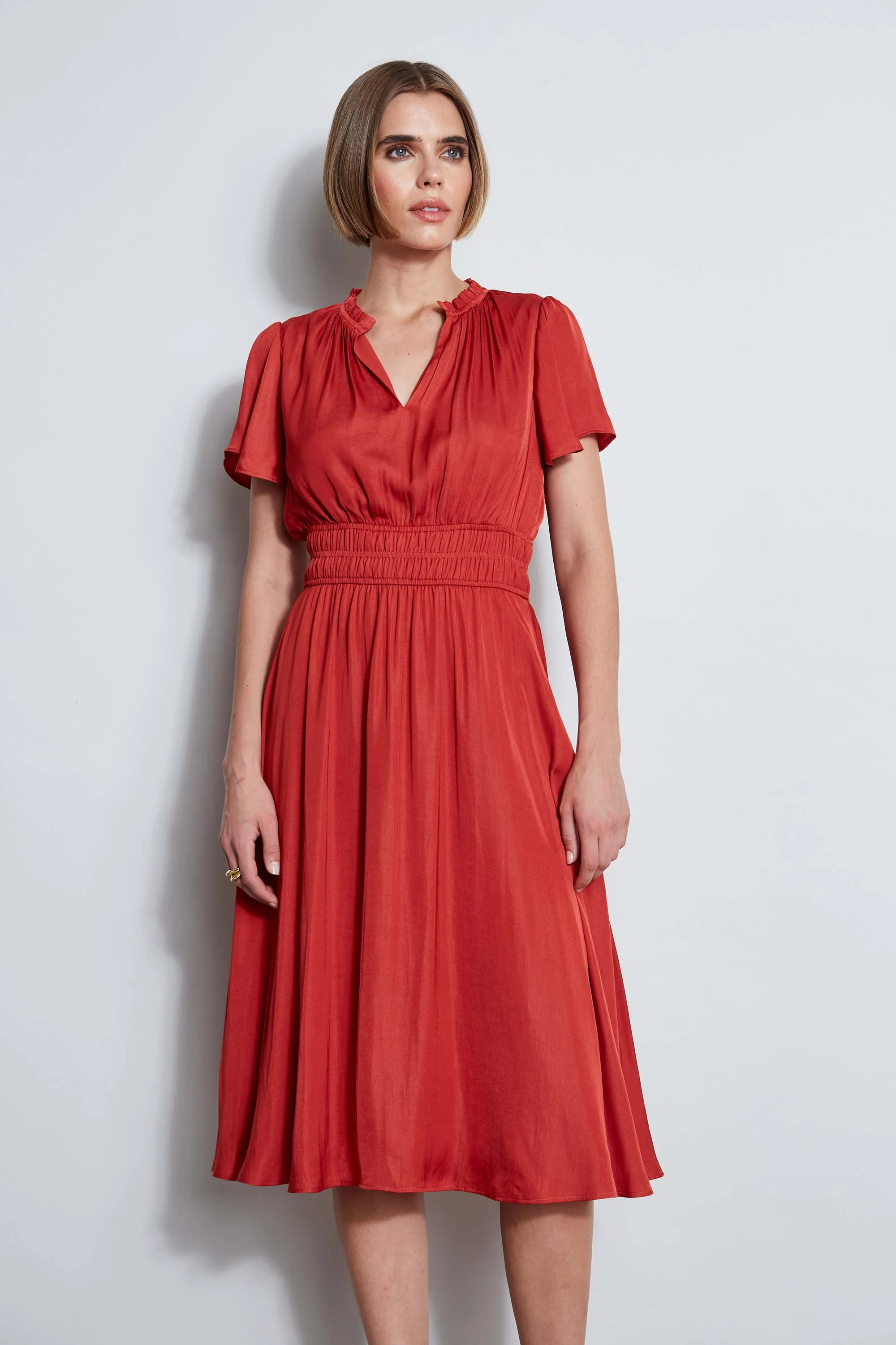 T-Tahari Flutter Sleeve Midi Dress - Image 2