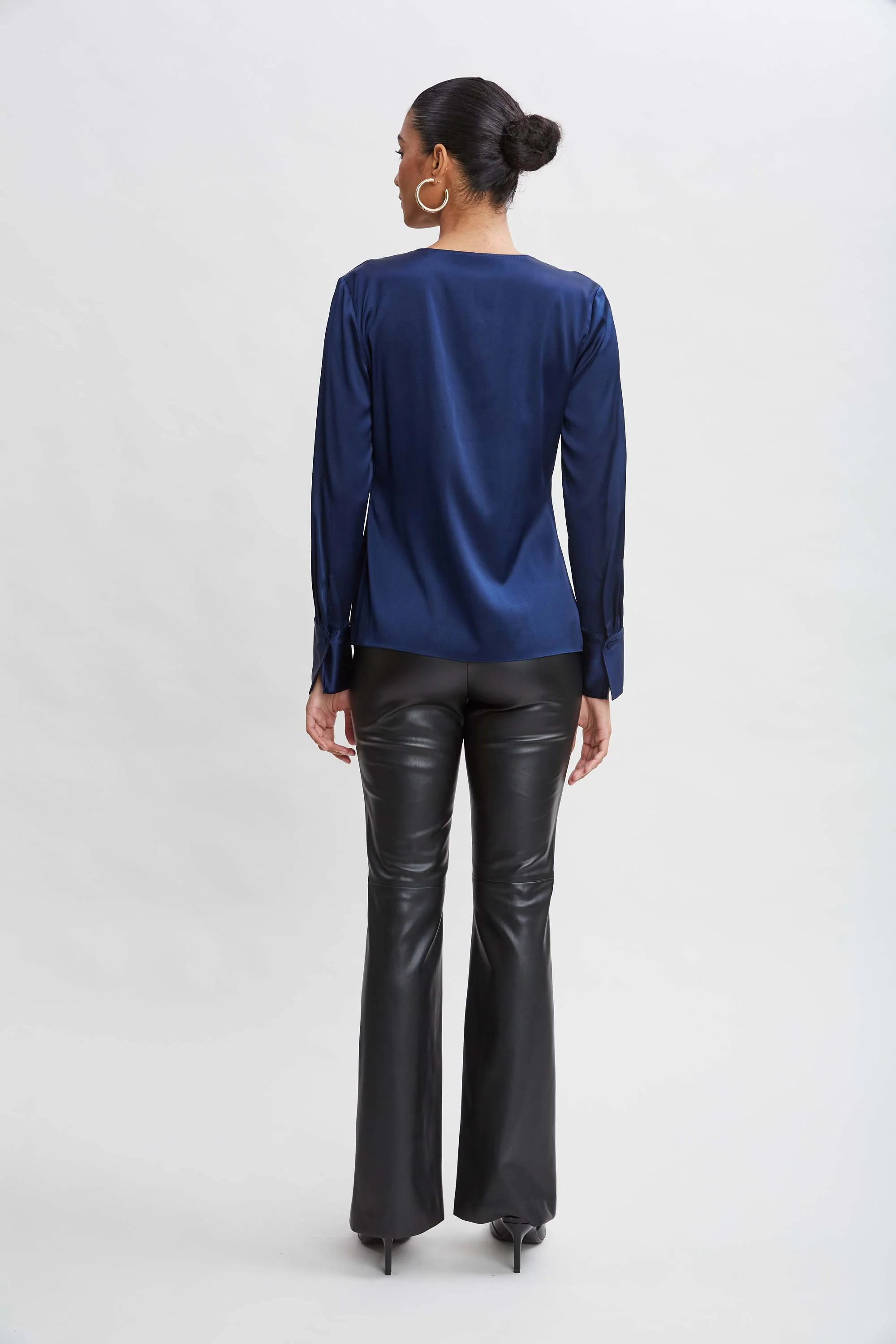 Silk Satin Contour Ruffle Shirt - Image 3