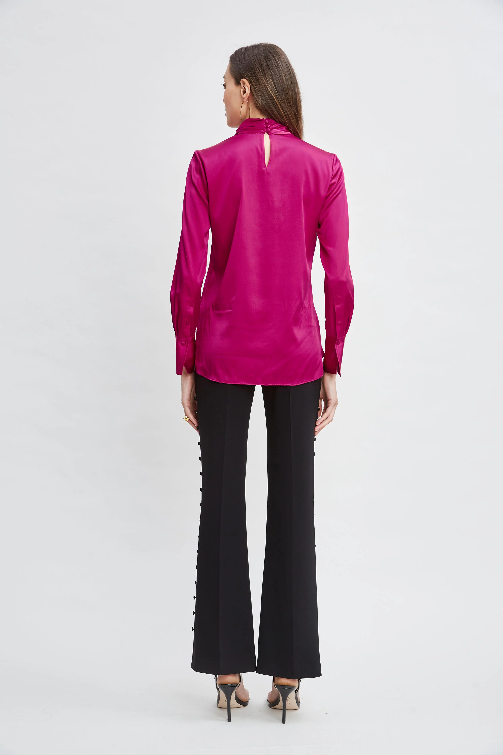 Silk Satin Twist Neck Shirt - Image 5