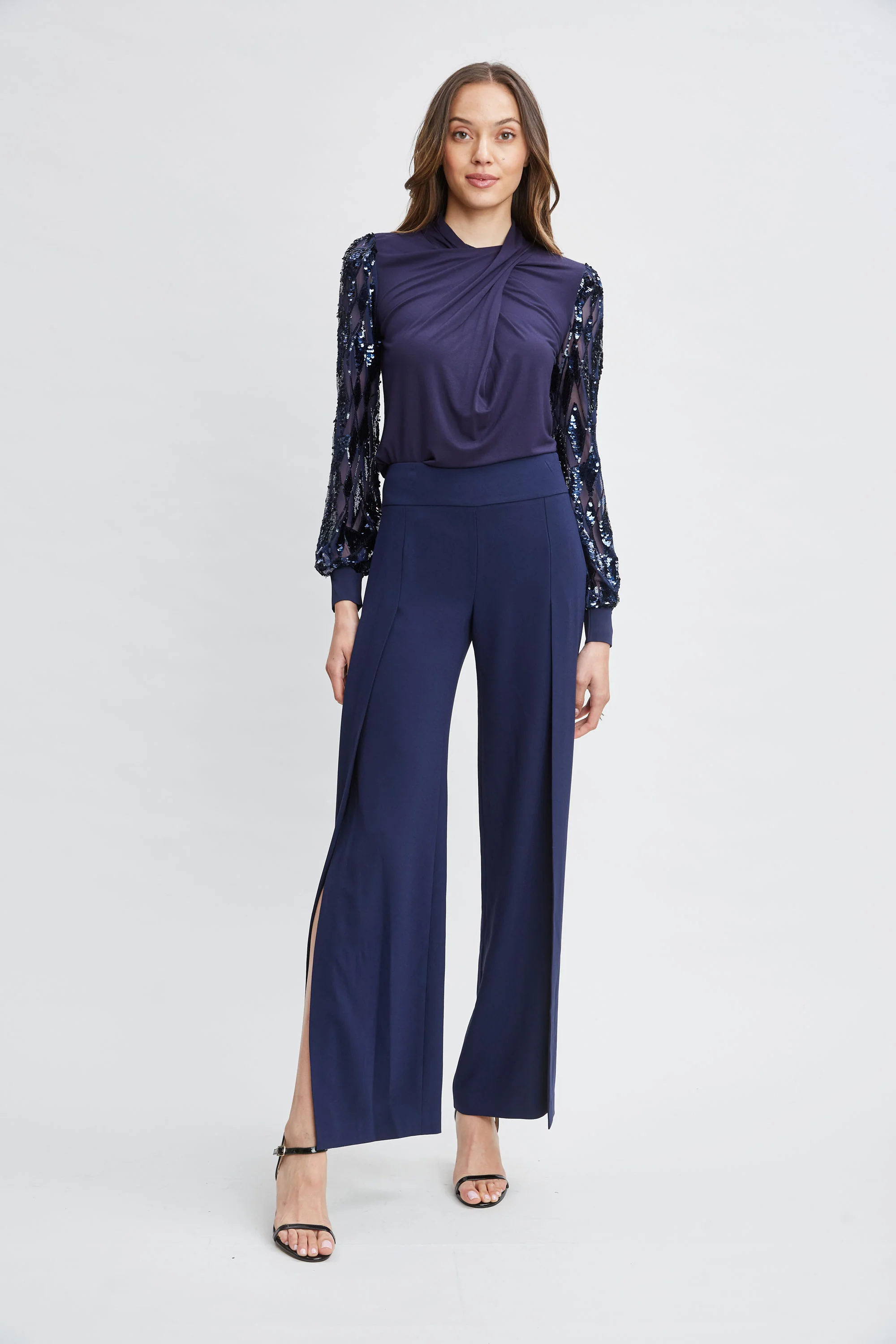 Sequin Sleeve Twist Neck Knit - Image 4