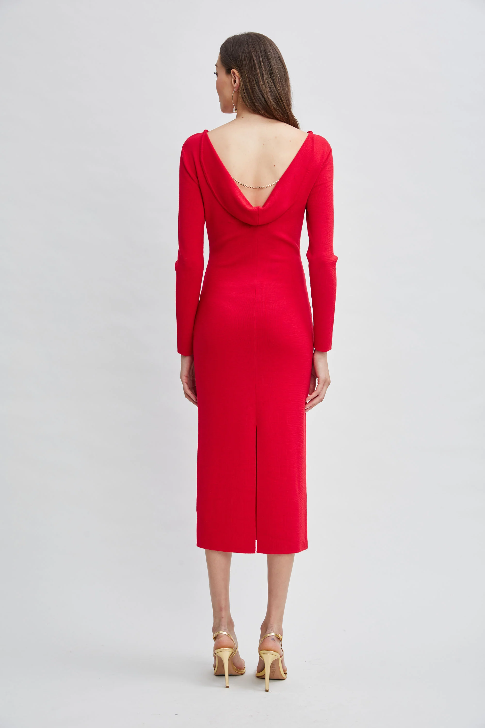 Wool Draped Chain Sweater Dress - Image 5