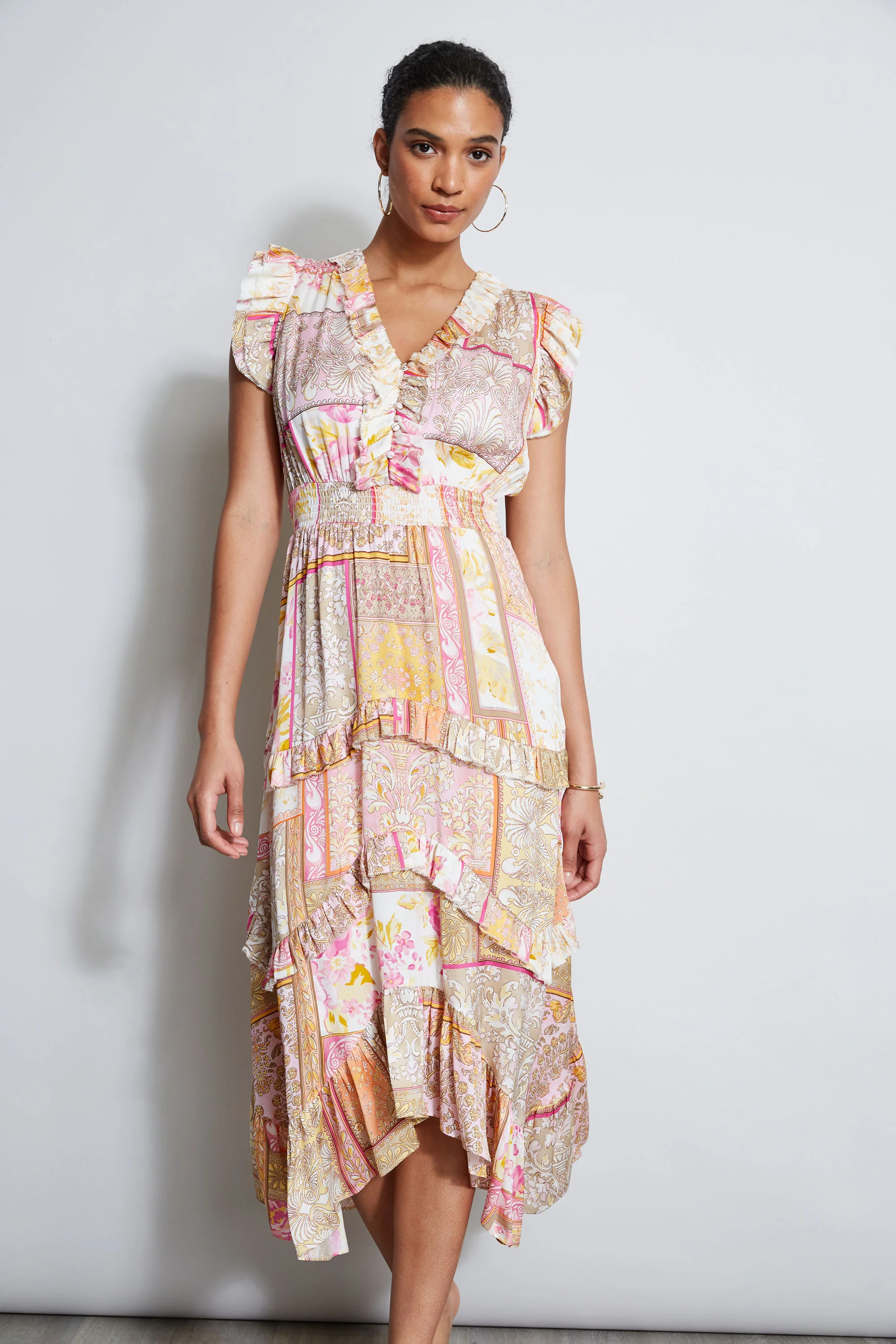 Patchwork Print Midi Dress - Image 3