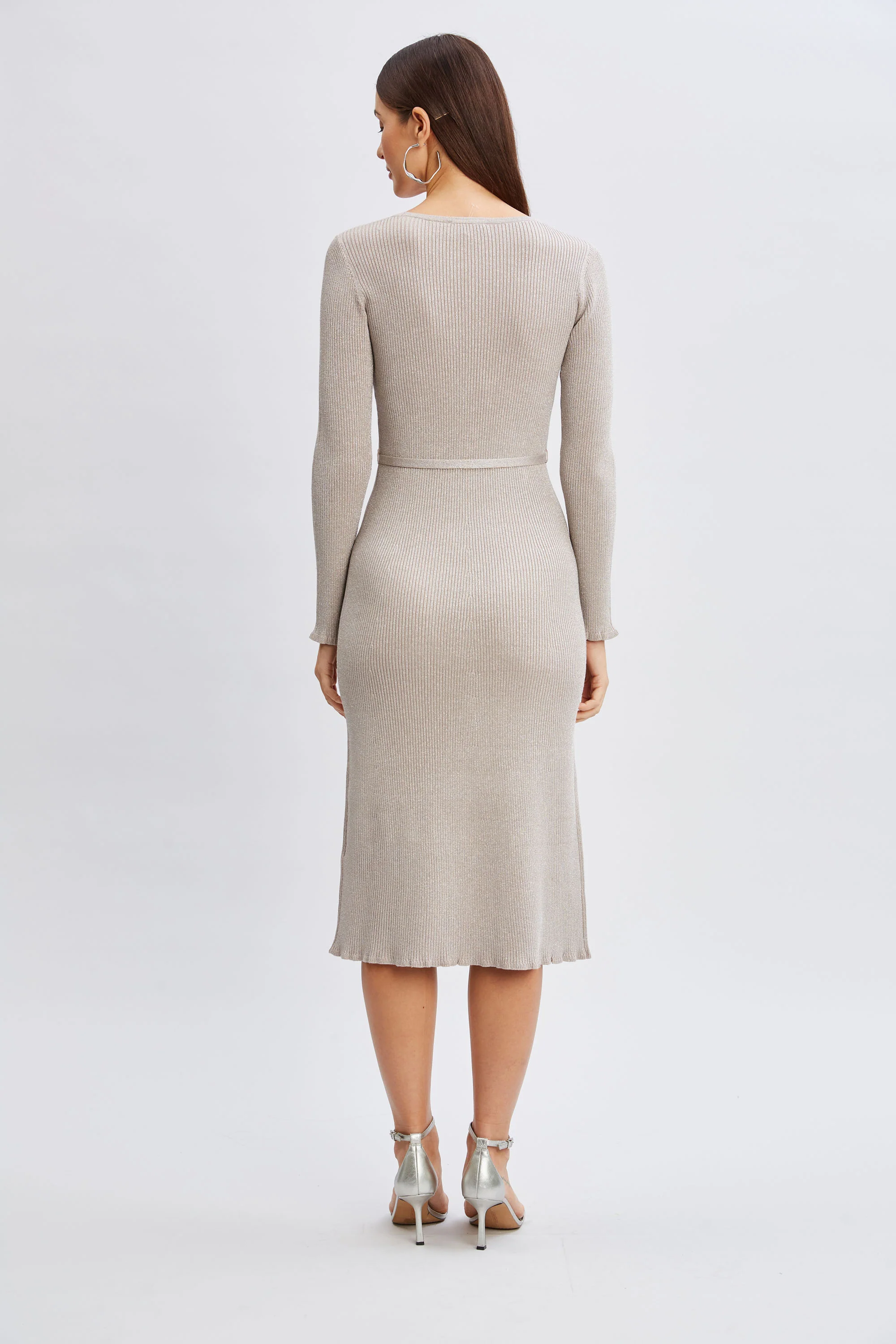 Metallic Belted Sweater Dress - Image 5