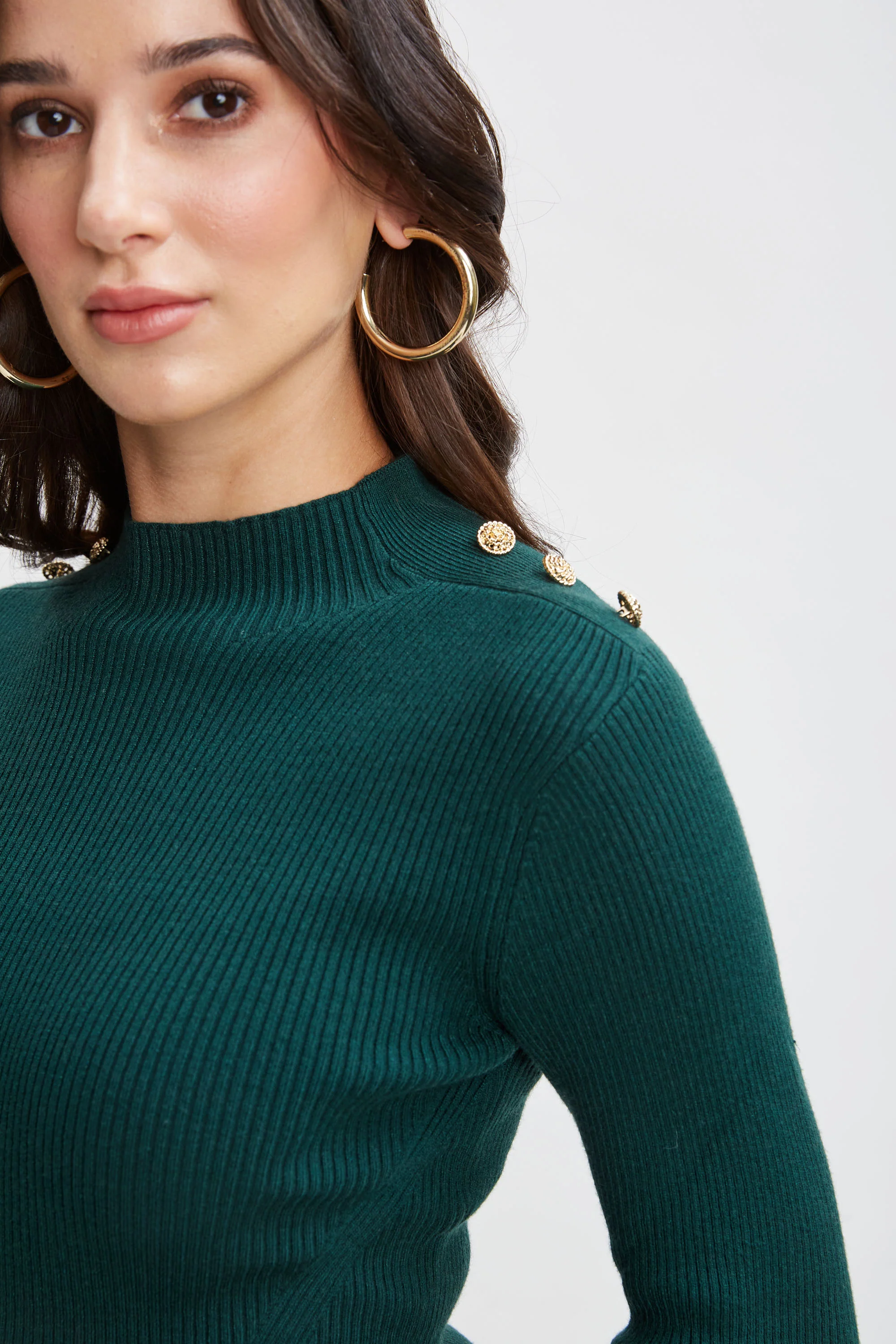 Mock Neck Button Sweater - Image 3