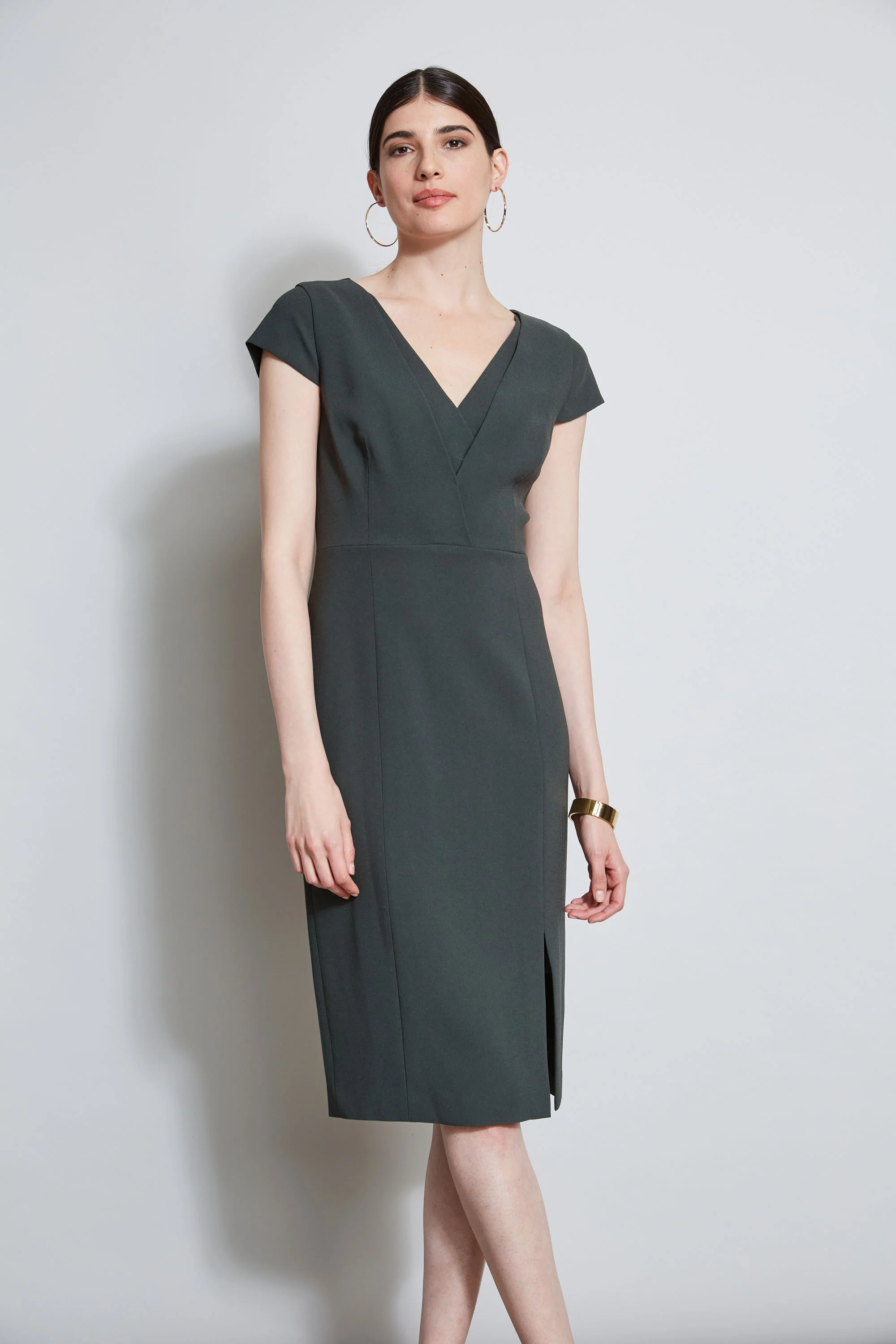 V-Neck Crepe Dress - Image 4